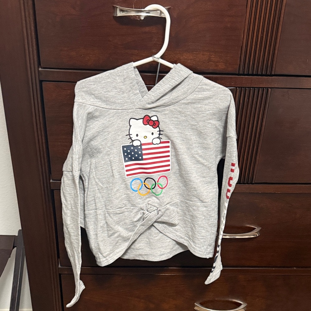 Hello Kitty Gray Hoodie and Slort Set with Flag and Olympic Rings